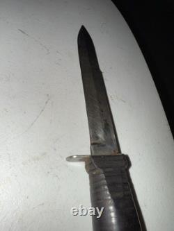 Trench Knife Dagger Vintage Fighting Knife Stacked Leather Handle 6 5/8 Blade