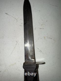 Trench Knife Dagger Vintage Fighting Knife Stacked Leather Handle 6 5/8 Blade