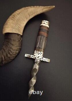 Tri Dagger Custom Hand Made Damascus Steel Blade Camping Survival Hunting Knife