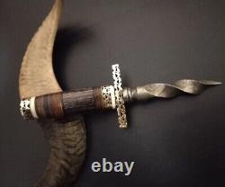 Tri Dagger Custom Hand Made Damascus Steel Blade Camping Survival Hunting Knife