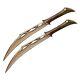 Twin Dagger Knives, Twin Fighting Knives With Handmade Leather Sheath And Wooden