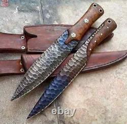 Two Awesome 13 Inches High Carbon Steel Forging Daggers With Sheath