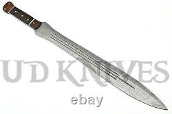 UD Custom Handmade Damascus Steel Massive Fuller Dagger Knife Sword Rams Horn 13