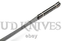 UD Custom Handmade Damascus Steel Massive Fuller Dagger Knife Sword Rams Horn 13