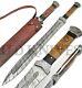 Ud Custom Handmade Damascus Steel Massive Large Dagger Knife Sword Rams Horn 06