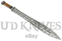 UD Custom Handmade Damascus Steel Massive Large Dagger Knife Sword Rams Horn 06