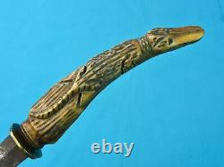 US Civil War Antique Customized Carved Stag Fighting Knife Dagger