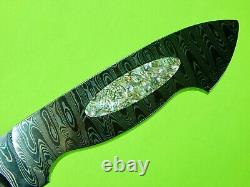 US Custom Made Handmade by TOM BLACK Art Damascus Mosaic Dagger Fighting Knife