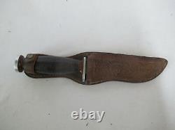 US IMPERIAL Fighting KNIFE Dagger with Tooled Leather Scabbard Sheath