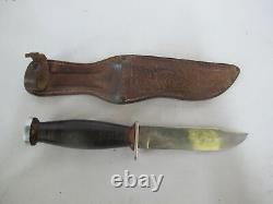 US IMPERIAL Fighting KNIFE Dagger with Tooled Leather Scabbard Sheath