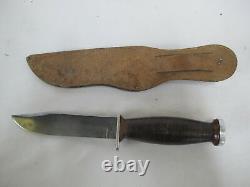 US IMPERIAL Fighting KNIFE Dagger with Tooled Leather Scabbard Sheath