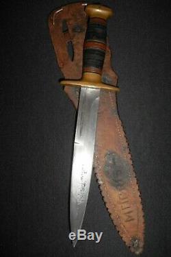 US WW2 Richtig Fighting Knife withCORNISH SHEATH/Antique Dagger/F J R CLARKSON NEB