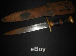 US WW2 Richtig Fighting Knife withCORNISH SHEATH/Antique Dagger/F J R CLARKSON NEB