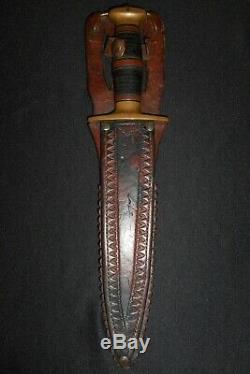 US WW2 Richtig Fighting Knife withCORNISH SHEATH/Antique Dagger/F J R CLARKSON NEB