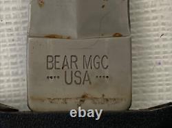 USA Bear MGC Fixed Blade Dagger Knife Blackie Collins Locking Sheath GUC Rare