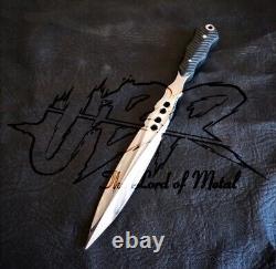 Ubr Custom Handmade D2 Tool Steel Hunting Tri Dagger Knife With Leather Sheath