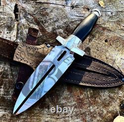 Ubr Custom Handmade D2-tool Steel Mirror Polish Hunting Dagger Bowie Knife