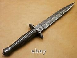 Ubr Custom Handmade Damascus Steel Hunting Dagger Knife With Leather Sheath
