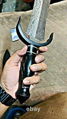 Ubr Custom Handmade Damascus Steel The Hobbit Dagger Sword With Leather Sheath