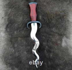 Ubr Custom Handmade High Carbon Steel Flamberge Dagger Knife With Sheath