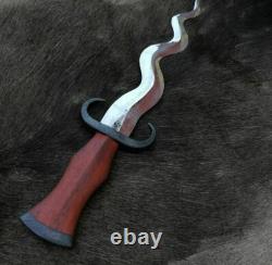 Ubr Custom Handmade High Carbon Steel Flamberge Dagger Knife With Sheath