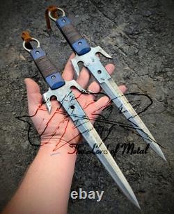 Ubr Custom Handmade High Carbon Steel Sai Dagger Knives With Leather Sheath