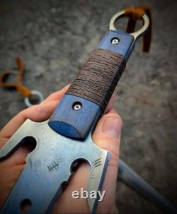 Ubr Custom Handmade High Carbon Steel Sai Dagger Knives With Leather Sheath