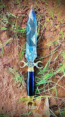 Ubr Handmade Crescent Moon Dagger Ritual Athame Boline Curved Knife Horn Handle