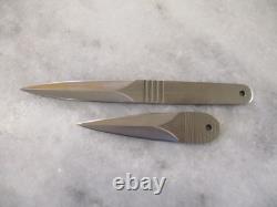 VINTAGE H. G. LONG & CO 3 THUMB DAGGER + 7 LAPEL DAGGER KNIFE SET (2) withSHEATHS