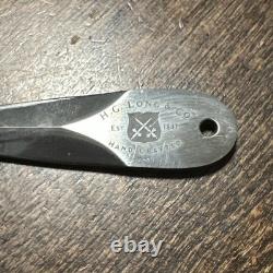 VINTAGE H. G. LONG & Co. HANDCRAFTED OSS 3 LAPEL DAGGER THUMB KNIFE, SHEATH
