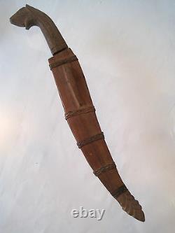 VTG WWIIFAR EAST/FILIPINOTALIBON FIGHTING KNIFE SCABBARDCARVED Wood Metal