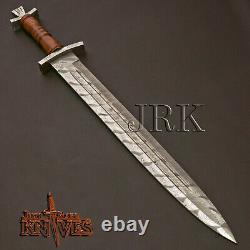 Viking Sword, Custom Made Hand Forged Damascus Steel, Battle Ready Dagger- Jrk72