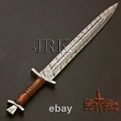 Viking Sword, Custom Made Hand Forged Damascus Steel, Battle Ready Dagger- Jrk72