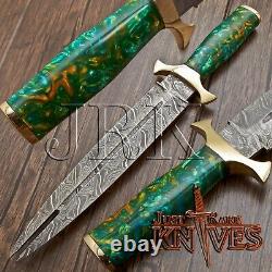 Vikings Dagger, Custom Made Hand Forged Damascus Steel, Tactical, Combat Knife