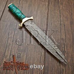 Vikings Dagger, Custom Made Hand Forged Damascus Steel, Tactical, Combat Knife