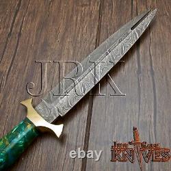 Vikings Dagger, Custom Made Hand Forged Damascus Steel, Tactical, Combat Knife