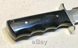Vintage 1980 Al Mar Seki Japan Fighting Dagger Knife Original Leather Sheath