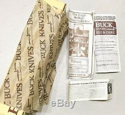 Vintage 1986 Buck 119 USA Hunting Fighting Dagger Knife Sheath Case Papers Mint