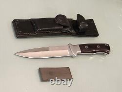 Vintage Al Mar Seki Japan 3004 Sere Micarta Fighting Dagger Knife Leather Sheath