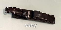 Vintage Al Mar Seki Japan 3004 Sere Micarta Fighting Dagger Knife Leather Sheath