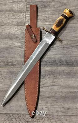 Vintage And Rare Colt CT 822 Huge Toothpick, Stag Handle & Butt, 14-in Blade