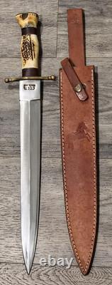 Vintage And Rare Colt CT 822 Huge Toothpick, Stag Handle & Butt, 14-in Blade