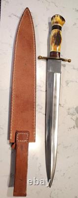 Vintage And Rare Colt CT 822 Huge Toothpick, Stag Handle & Butt, 14-in Blade