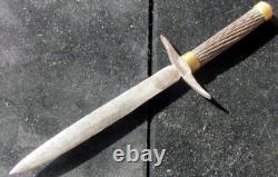 Vintage Antique Cable Handled Dagger Belt Boot Fixed Blade Knife