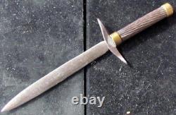 Vintage Antique Cable Handled Dagger Belt Boot Fixed Blade Knife