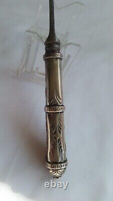 Vintage Antique Gaucho Mca Mh Rda Dagger Knife Silver Gold Inlay Solingen German