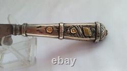 Vintage Antique Gaucho Mca Mh Rda Dagger Knife Silver Gold Inlay Solingen German