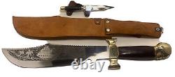 Vintage Bowie Hunting Knife & Scabbard with Combat Dagger skull Head Handle