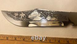 Vintage Bowie Hunting Knife & Scabbard with Combat Dagger skull Head Handle