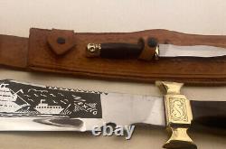 Vintage Bowie Hunting Knife & Scabbard with Combat Dagger skull Head Handle